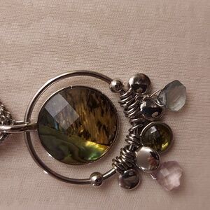 Silver Multi-Color Pendant Necklace